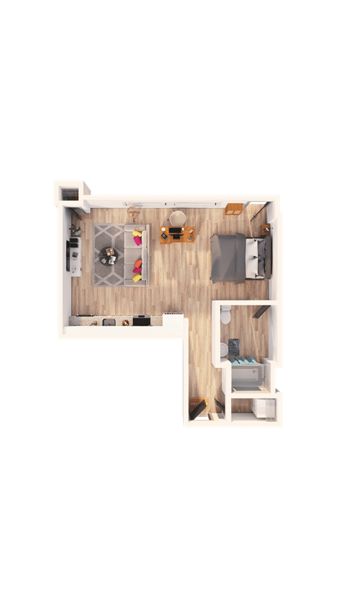 Floor plan for studio, 1 bath, 447 sqft